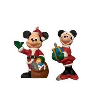 Vintage Mickey Mouse & Minnie Mouse PlasticFigurines 2 Piece Set Walt Disney 4”